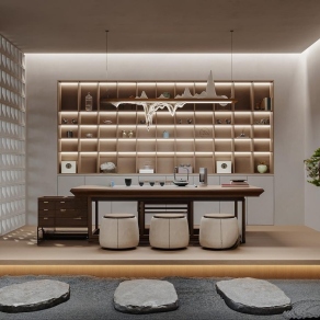 新中式茶楼会所3D模型下载